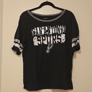 Black San Antonio Spurs T-Shirt "burnout" jersey style
